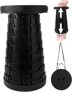 Collapsible Stool with Large Load Capacity,Portable Lightweight Folding Stool for Adults,Collapsible Chair Telescoping Design for Outdoor Fishing,Hiking,Travel,BBQ(Black)