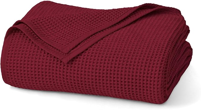 BOLL & BRANCH Waffle Bed Blanket - Full/Queen, Holly - Luxury 100% Organic Cotton - Soft, Lightweight and Breathable - Textured Waffle Weave