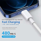 AHDFWI Carplay Cable Cord Compatible with iPhone 16 17 USB A to USB C Cable for 17E 16E 17 Air/17 16 15 Pro Max ，Plus, Pro 12.9/11, 10th Gen, Air 5th/ 4th,Mini 6th Charger Car Charging Cable White