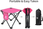 Opliy Camping Stool Upgrade Foot Stool for Camping Fishing Hiking Gardening and Beach, Camping Seat with Carry Bag (Rose Red)