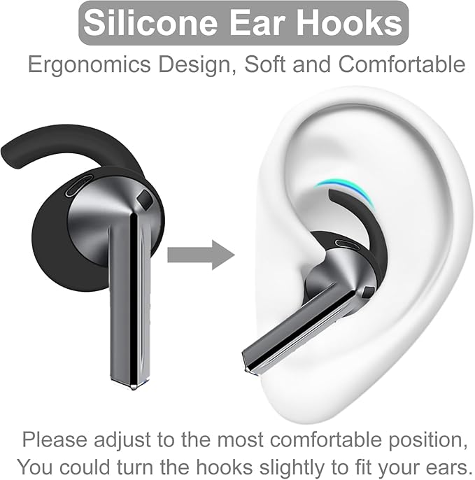4 Pairs Galaxy Buds3 Ear Hook Cover Grip Tip Anti Slip Wing Accessories Compatible with Samsung Galaxy Buds 3, Black/White 804wb4