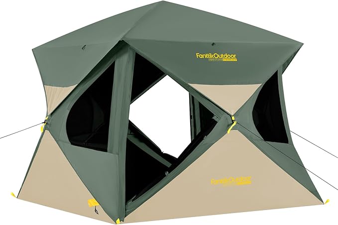 FanttikOutdoor Alpha C4 Ultra Camping Tent 4 Person Pop Up Instant Cabin Setup in 60 Seconds Portable Hub Tent with Rainfly & Windproof for Outdoor Camping & Overlanding