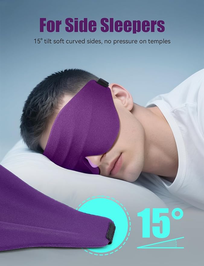 Sleep Eye Mask for Men Women, EVA BELLE Light Blocking Sleeping Mask for Side Sleeper, 3D Contoured Cup Night Blindfold, Lash Extensions 3D Sleeping Mask with Adjustable Strap for Travel, Night & Nap