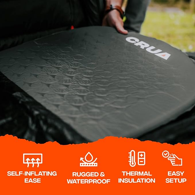 Crua Self Inflating Camping Mattress Sleeping Pad – Camping Air Mattress with Self-Inflating Valve, Quick and Easy Set Up, Ideal for All Weather and Hiking Backpacking