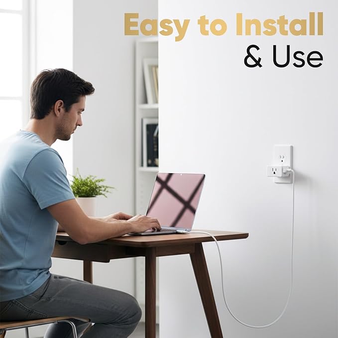 Unidapt Multi Plug Outlet Extender 4 Pack - 3 Way Wall Outlet Splitter, Cruise Ship Essentials Power Plug Adapter, Compact Travel Wall Tap Expander, Flat Angled Design, Home, Office, Dorm - White
