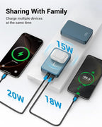 Magnetic Power Bank 26800mAh for Magsafe Portable Charger, Aluminum Alloy Large Capacity 20W USB-C in&Out Wireless Fast Charging for iPhone 17/16 Plus Pro Max/15/14/13/12 Series, Blue