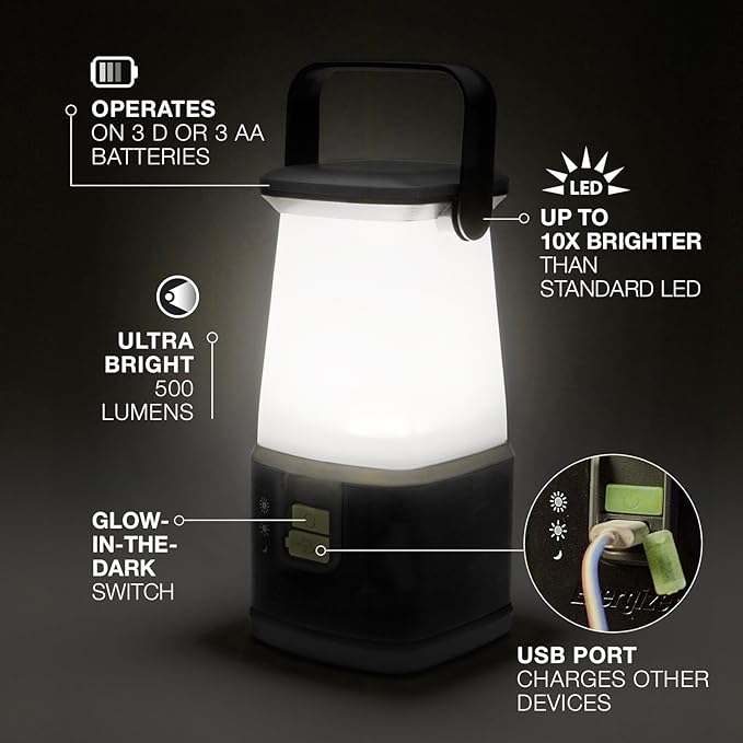 ENERGIZER LED Camping Lantern 360 PRO, IPX4 Water Resistant Tent Light, Ultra Bright Battery Powered Lanterns for Camping, Outdoors, Emergency Power Outage