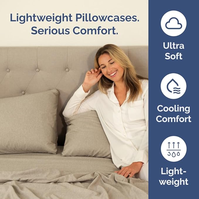 Pillowcases - Ultra Soft Hotel Quality Pillowcase Covers - Comfy, Cozy & Wrinkle Free - Shrinkage and Fade Resistant - Machine Washable Pillow Protectors - (King, Heathered Beige, 4 Piece Set)