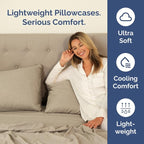 Pillowcases - Ultra Soft Hotel Quality Pillowcase Covers - Comfy, Cozy & Wrinkle Free - Shrinkage and Fade Resistant - Machine Washable Pillow Protectors - (King, Heathered Beige, 4 Piece Set)