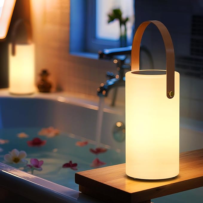 uuffoo Solar Table Lamp Outdoor Lantern 2 in 1 Charging Portable LED Cordless Lights with Remote 8 Colors, Water-Resistant IP44 for Patio Terrace Camping Garden Balcony