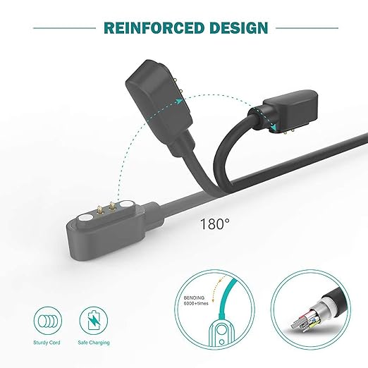 Smartwatch Charger, Magnetic Charging Cable for IDW13/15/16/17/19/21/23/25/26/28, ID208, GTX20, Replacement USB Magnetic Charger Compatible with VeryFit/VeryFitPro App Models Smart watch,, Black