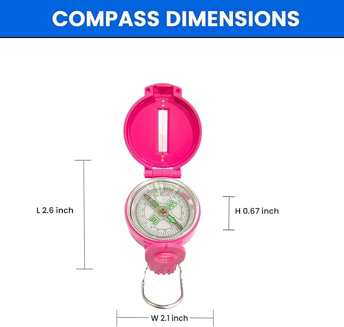 TurnOnSport Lensatic Compass - Hiking & Camping Navigation - Orienteering & Map Reading - Boy Scout & Professional Field Compass