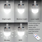 Solar Lamp Camping LED Tent Lights Remote Control 4000mah 5 Mode USB Rechargeable Portable Waterproof Lantern Blub Hanging Hook for Indoor Home Outdoor Emergency Courtyard Power Outage 2 Pack