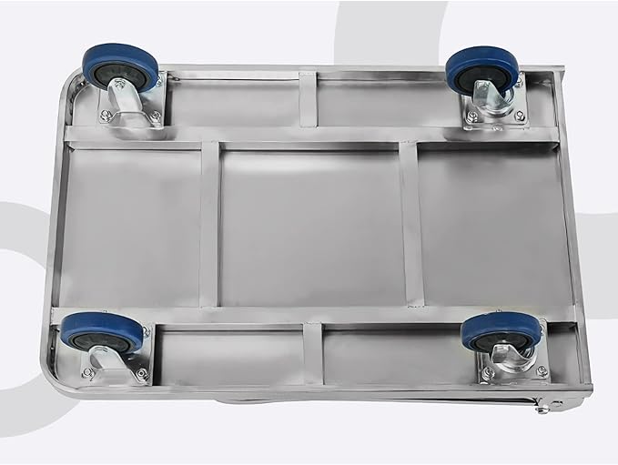 Push Cart Stainless Steel Platform Truck Foldable Handle Thicken Panel for Luggage Tools Appliances Transport High Bearing Capacity Push Cart Platform Hand Truck (304 60