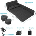 ISWEES Car Bed SUV Air Mattress, Car Air Mattress with Electric Pump, 2 Inflatable Pillows and 2 Footrests for Back Seat, Side Seat,Trunk Sleeping, Thickened Camping Bed - Black