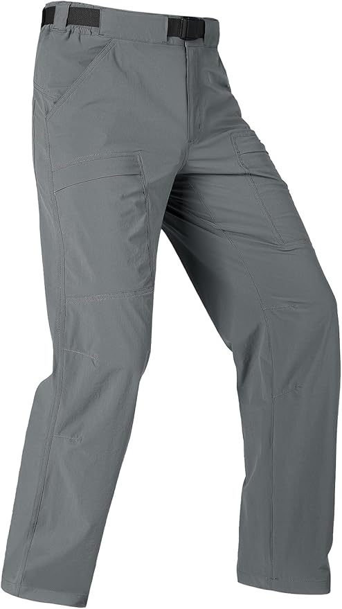 FREE SOLDIER Men's Outdoor Cargo Hiking Pants with Belt Lightweight Waterproof Quick Dry Tactical Pants Nylon Spandex