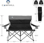 Camping Chair Set of 3, Outdoor Folding Camping Chairs for Heavy People with Cup Holder & Carry Bag,Collapsible Chair Include One Sofa Chair and Two Single Chair,Support up to 500lbs