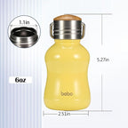 YOHKOH Mini Vacuum Insulated Water Bottle With Bamboo Lid - Stainless Steel Thermos Water Bottle for Women Girls Kids, Metal Sports Hot and Cold Water Bottle Leak-Proof BPA-Free (6.4oz,Yellow)