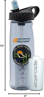 Epic Water Filters Nalgene OG Water Bottle with Filter, USA Made, BPA Free, Removes 99.99% Tap Water Contaminants, Forever Chemicals, Smoke Grey, 32 oz