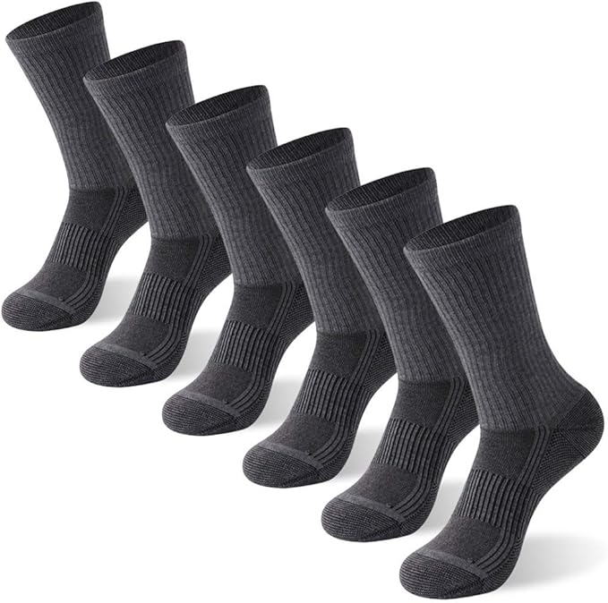 FOOTPLUS Hiking Copper Compression Socks,Unisex Cushioned Sole Arch Support Athletic Crew Running Socks
