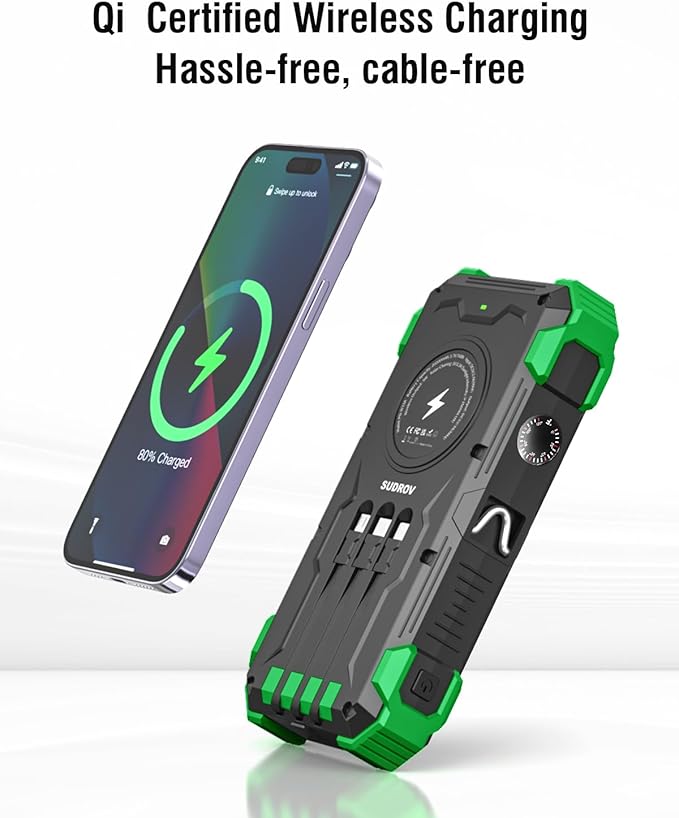 Solar Charger Power Bank, 42800mAh Wireless Portable Charger with USB-C in/Output, QC3.0 Fast Charging 15W 4 Ports Outdoor Battery Pack Built-in Dual Led Flashlights for iPhone Samsung etc