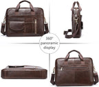 Genuine Leather Business Briefcase Laptop Handbag, Crossbody, Premium Quality, Spacious Design, Versatile Carrying Options