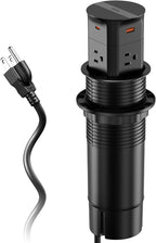 Pop up Outlet for Countertop,PD 20W USB C Fast Charging,3.15" Desk Grommet Power Station,4 Outlets,4-USB, Kitchen Island Pop Up Electrical Outlet, Office Recessed Power Supply,6ft Cord, Black