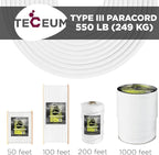 TECEUM 5/32" Paracord Rope 1000 – 1000ft / 200ft / 100ft / 50ft – Tactical Parachute Cord 4mm – 45+ Colors – Nylon String for Survival & Camping Gear – Stripe Cord for Survival – Utility Rope