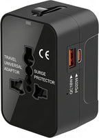 Universal Travel Adapter Worldwide, GaN Fast Charging with PD 3.0 USB-C & USB-A Quick Charge Ports, All-in-One International Power Plug Adapter Converter AC Wall Charger for Europe USA UK AUS Black