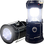 2-Pack Collapsible Camping Lantern XTAUTO Solar USB Rechargeable Portable Lightweight Waterproof LED Flashlight Survival Kits for Indoor Outdoor Home Emergency Light Power Outages Hiking Hurricane