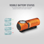 OLIGHT Perun 2 Mini Headlamp 1100 Lumens LED Head Flashlight, Rechargeable Headlight with Red Light Option, Great for Working, Hiking, Camping and Climbing (Orange Cool White: 5700~6700K)