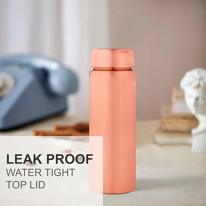 NORMAN JR Copper Water Bottle 400ml - Gift Box of 3, Slim Plain, an Ayurvedic vessel made from pure copper - helps you drink more water, with many health benefits