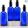 YIZHAO Blue Glass Spray Bottles 4oz, with Small Fine Mist Spray, Metal Cap, Refillable for Essential Oil,Travel,Cleaning,Perfume,Aromatherapy,Makeup – 4 Pcs