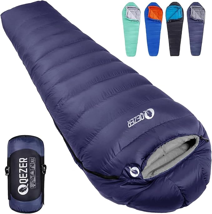 Down Sleeping Bag for Adults 0°F 10°F 15°F 20°F Backpacking Sleeping Bag for Cold Weather with Compression Sack