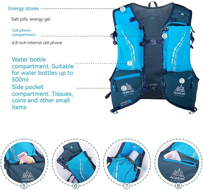 BlueField Lightweight Adjustable Running Hydration Vest for Men & Women - Waterproof & Wear-Resistant Water Backpack for Hikers & Campers