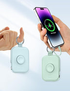 RORRY CharmGo Portable Charger, 5000mAh Portable Charger Power Bank with Built-in Cables, Travel Keychain Battery Pack for Apple Watch and iPhone Air/17/16/15/14/13/12, Purple