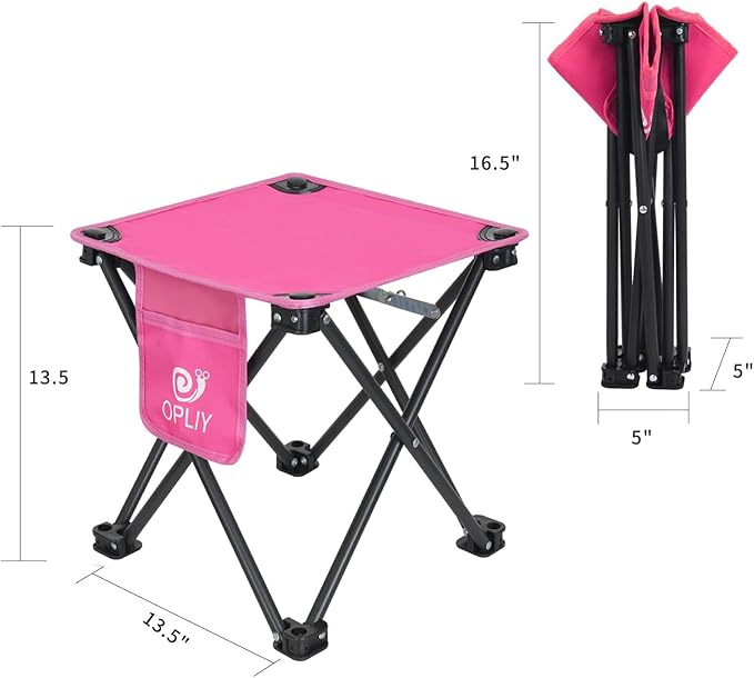 Opliy Camping Stool Upgrade Foot Stool for Camping Fishing Hiking Gardening and Beach, Camping Seat with Carry Bag (Rose Red)