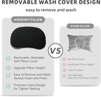 AIRSPIRIT Ultralight Camping Pillow Inflatable with Removable Washable Cover, Compact Travel Pillow for Neck Support, Hiking, Backpacking, Office, Airplane, Car & Beach - Adjustable Firmness (Black)