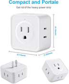 2 Prong to 3 Prong Adapter, FiiMan Multi Plug Outlet Extender 5 AC Outlet Splitter Wall Adapter Non-Grounded Outlets Expander for Japan Travel - Type A, 1875W, White (2 Pack)
