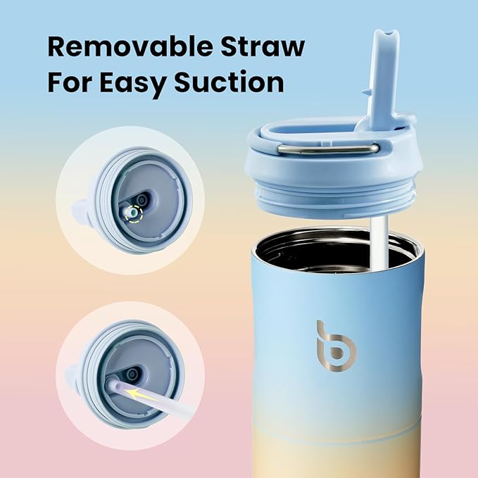 BOTTLE BOTTLE Insulated Water Bottle 24oz with Straw Lid and Handle for Sports Travel Gym Stainless Steel Water Bottles Double-Wall Vacuum Metal Leak Proof BPA-Free