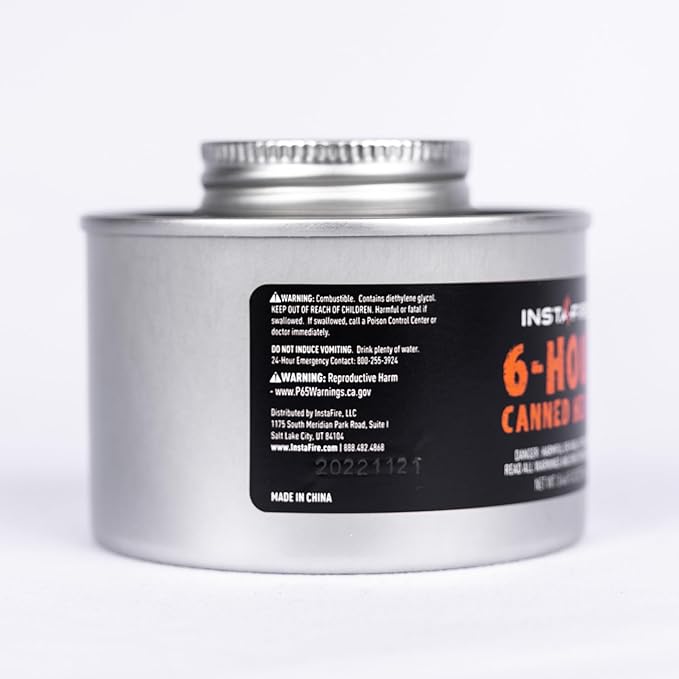 InstaFire 6-Hour Canned Heat (24 Cans), Canned Heat for Cooking, Canned Heat for Food, Heat for Camping, Heat for Camp Stove, Indoor Heat, Nontoxic Heat, Emergency Heat, Heat for Emergency