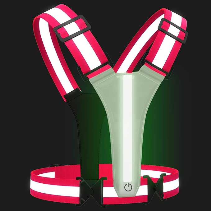 LED Reflective Vest Running Gear, 5 Colors Lights Up Running Vest for Night Walking Cycling Jogging, Adjustable Size for Men Women Kids, Rechargeable and High Visible