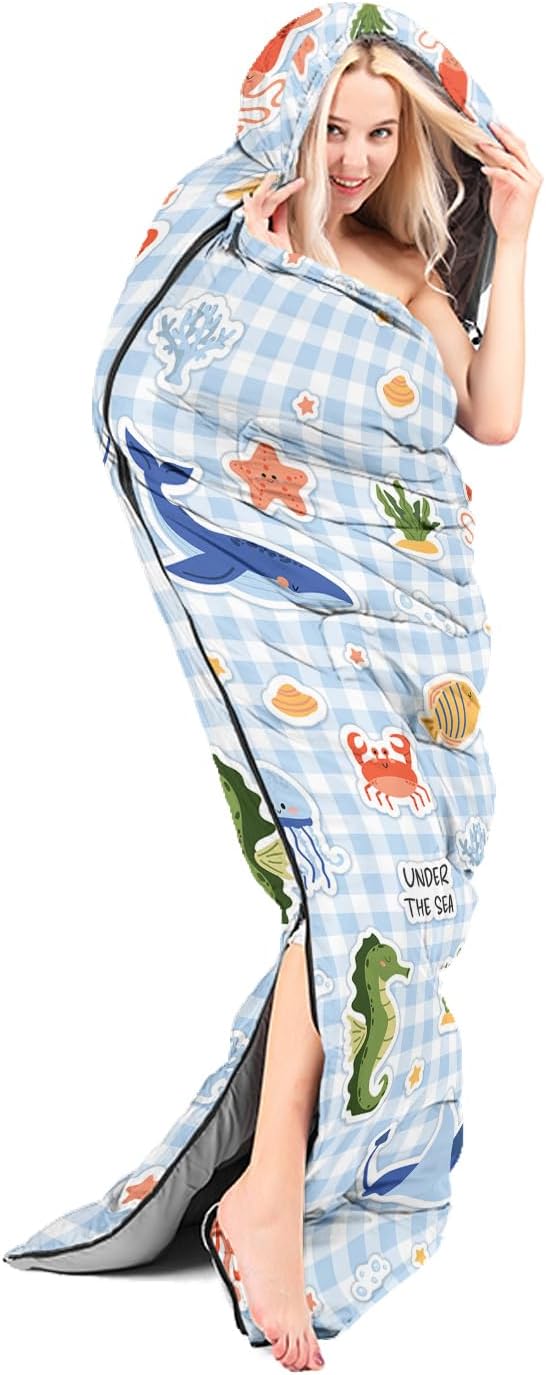 Sleeping Bags for Adults Kids,Backpacking Camping Sleeping Bag for Girls Boys Lightweight Waterproof Cold/Warm Weather Sleeping Bag for All Season