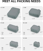 6 Set Compression Packing Cubes, Suitcase Storage Bags for Clothes and Travel Essentials (Steel Blue)