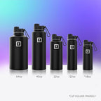 IRON °FLASK Camping & Hiking Hydration Flask with 3 Lids - Stainless Steel, Double Walled & Vacuum Insulated Water Bottle - Leak Proof & BPA Free (Dark Night, Spout - 22 oz)