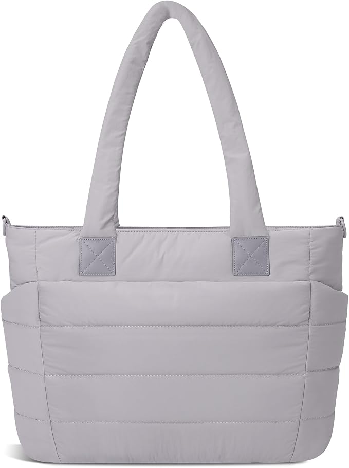 Tote Bag for Women Puffer Work Tote Handbag Large Quilted Nurse Bag with Zipper for Travel