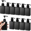 Domensi 12 Pcs 100ml /3.4 oz Pump Bottle Mini Travel Bottles Small Dispenser Containers Plastic Pump Lotion Dispenser Empty Square Travel Size Containers Toiletries (Whole Black)