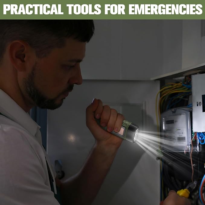 Mudder 6 Pcs Hand Crank Solar Powered Flashlights Emergency Rechargeable LED Handheld Flashlights for Survival Gear Outdoor Sports Camping Hiking Backpack Safety(Green,Black)