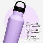 Corkcicle Sport Canteen - Keeps Drinks Cold 25 Hours - Stainless Steel Water Bottle - Triple-Insulated - Spill-Proof - Summer Drinkware Gift - Keeps Drinks Ice Cold - 32 oz - Sun-Soaked Lilac
