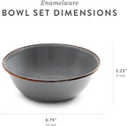 Barebones Enamel Bowl Set - Dish Set of 2 Bowls - Enamelware Set for Camping and Everyday Use (Slate Gray)